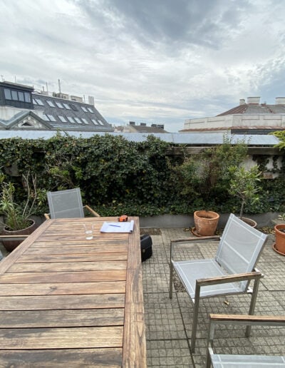 Dachterrasse mit Efeu Kletterpflanze